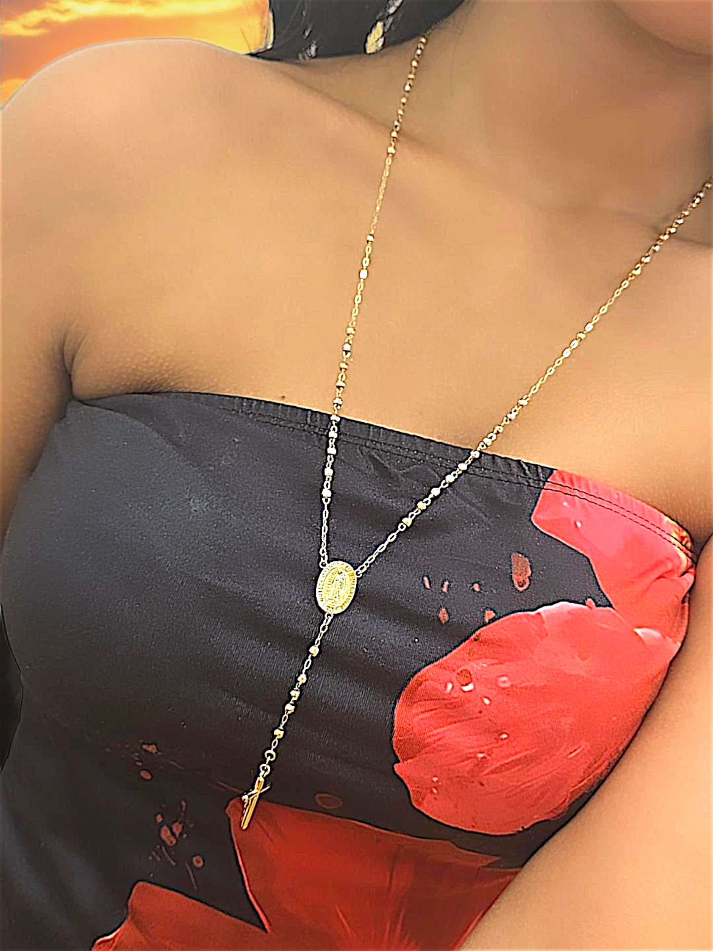 Rosary 14k with three gold tones